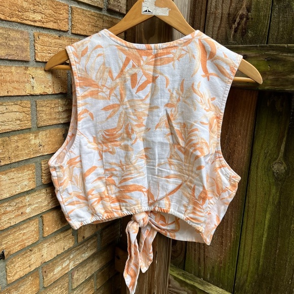 Abercrombie & Fitch Orange Floral Tie-Front Blouse - Picture 5 of 5